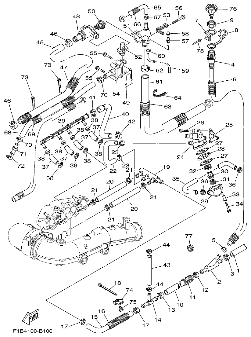 Yamaha FX10 EXHAUST 2 parts diagram